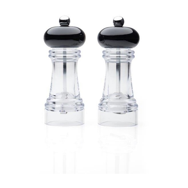 Taylors Eye Witness Salt & Pepper Mill Clear/Black Set Of 2