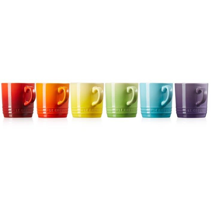 Le Creuset Set Of 6 Rainbow Cappuccino Mugs