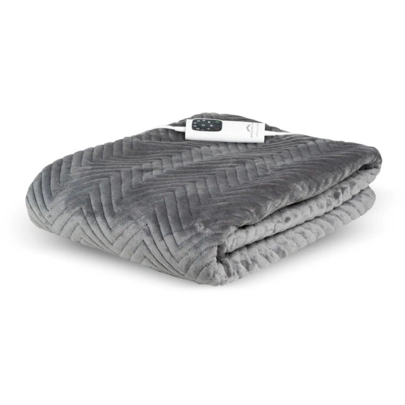 Dreamland 16822B Relaxwell Deluxe Velvet Herringbone Heated Throw - Grey