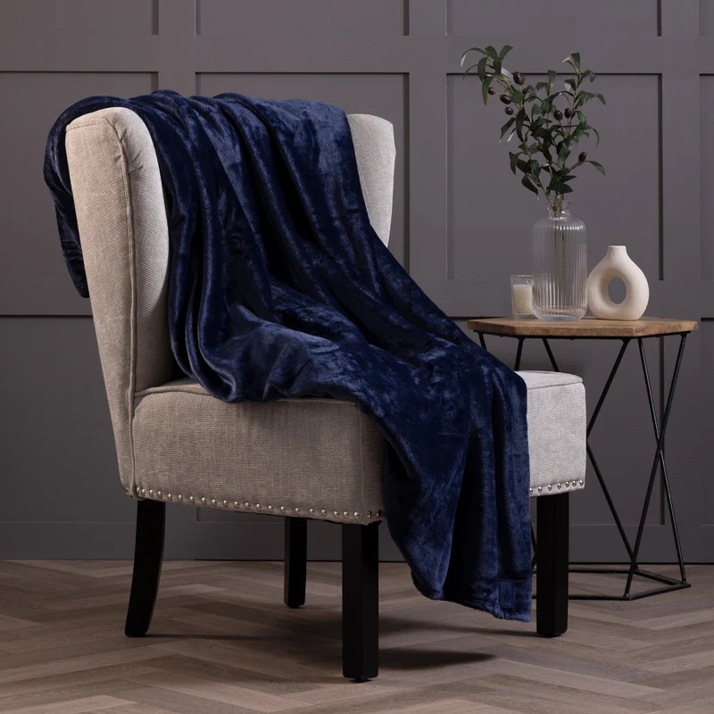 Heat Holder Fleece Blanket/Throw - Navy