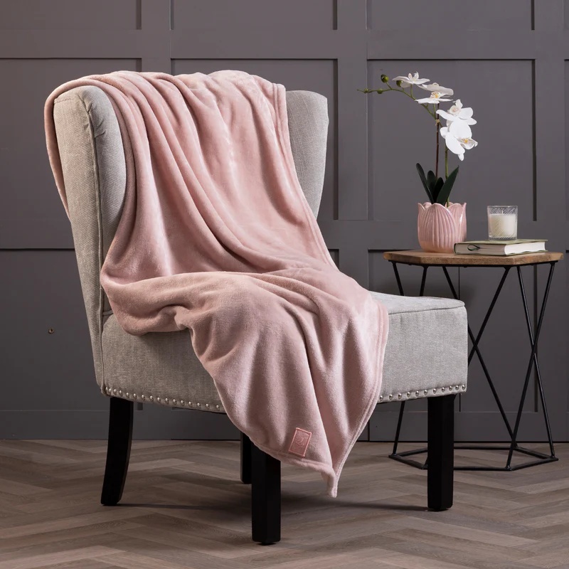 Heat Holder Fleece Blanket/Throw - Dusky Pink