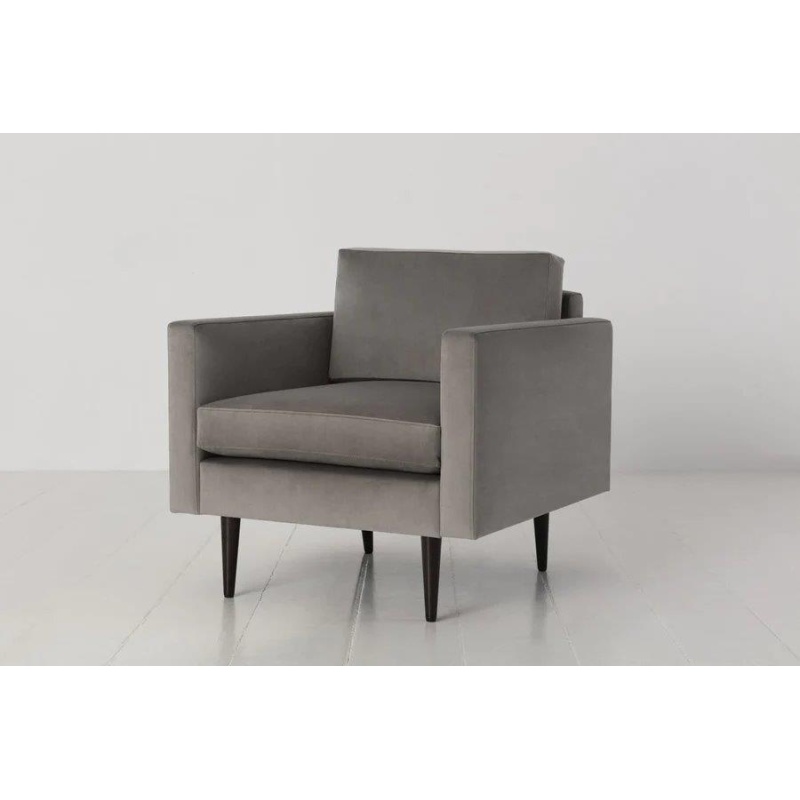 Swyft Fauteuil en velours gris éléphant Model 01 - 
