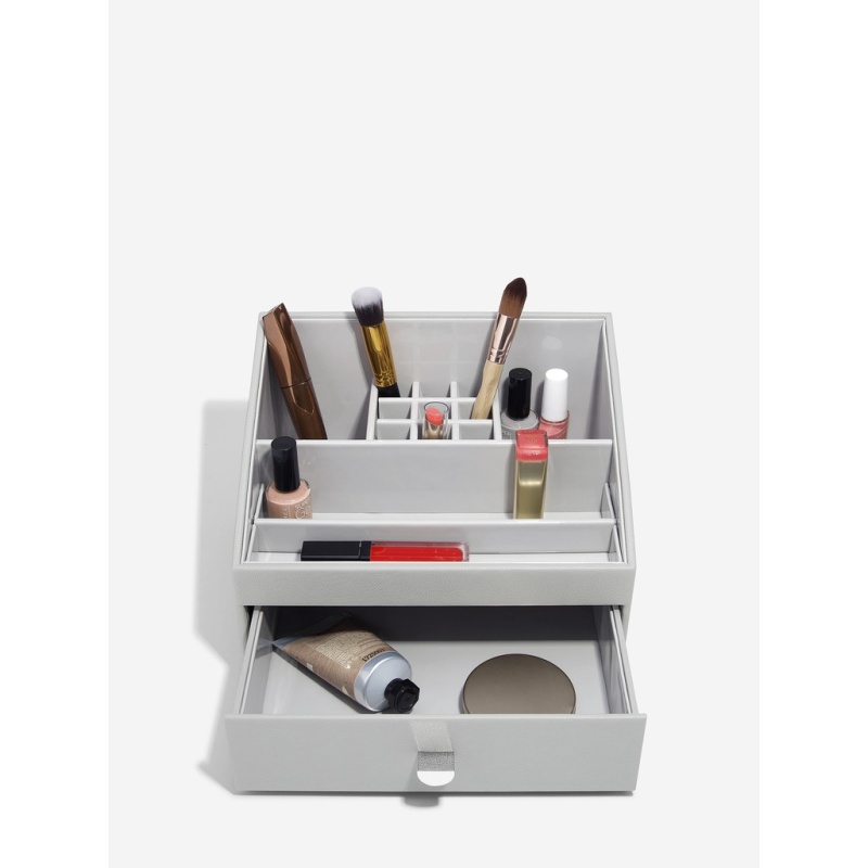 Stackers Grey Makeup Organiser Pebble
