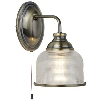 Searchlight Bistro II Wall Light - Antique Brass & Halophane Glass