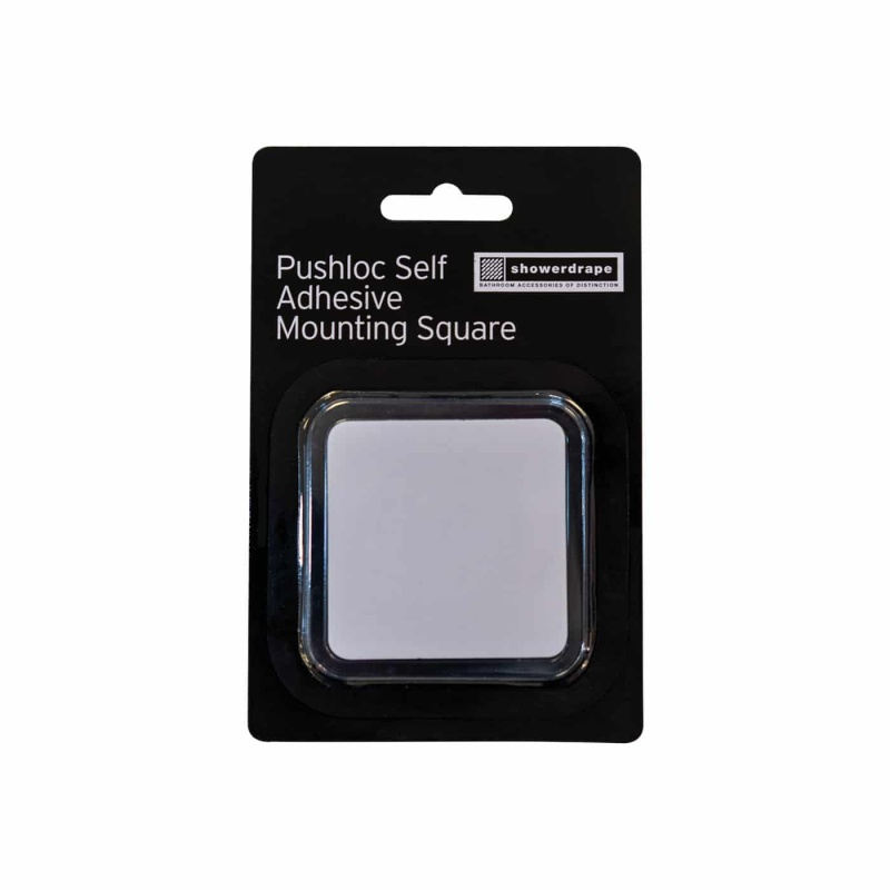 Showerdrape White Pushloc Self Adhesive Mounting Square Clear