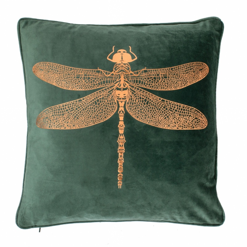 Malini Green Dragonfly Cushion 43cm x 43cm