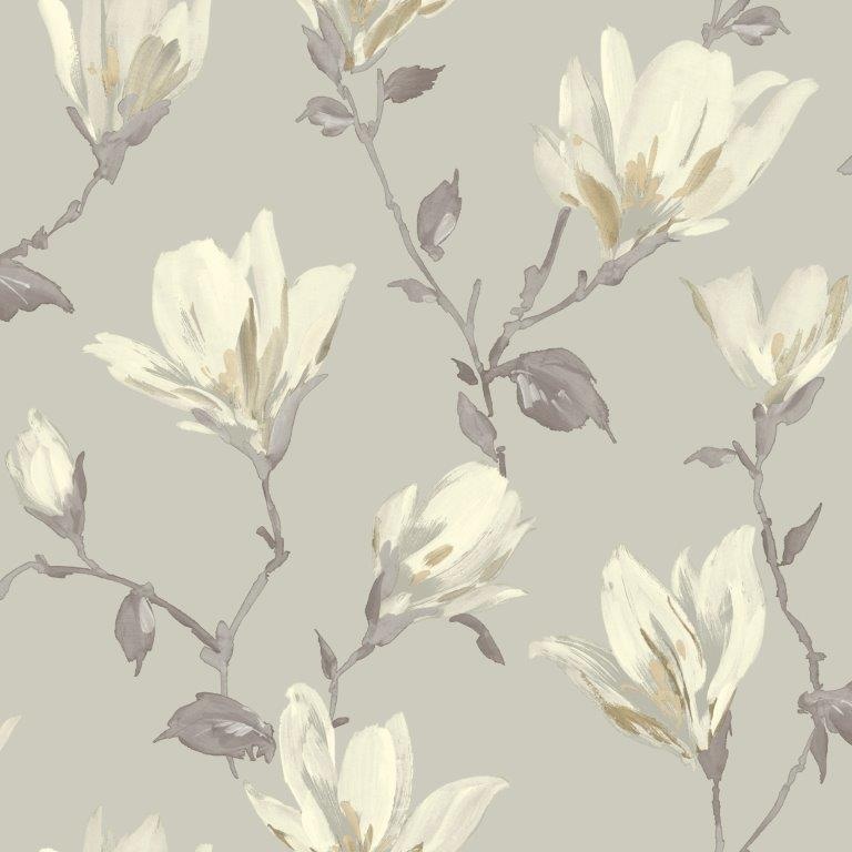 Arthouse Cream/White Lily Floral Natural Wallpaper