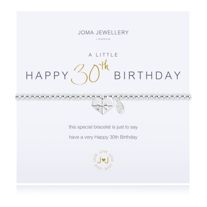 Joma Jewellery Silver A Little Happy 30Th Birthday Bracelet