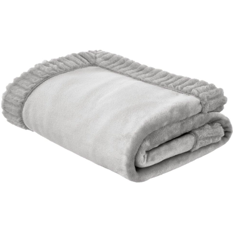 Catherine Lansfield Velvet & Fur Throw Silver Grey