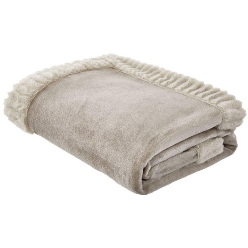 Catherine Lansfield Velvet & Fur Throw Natural