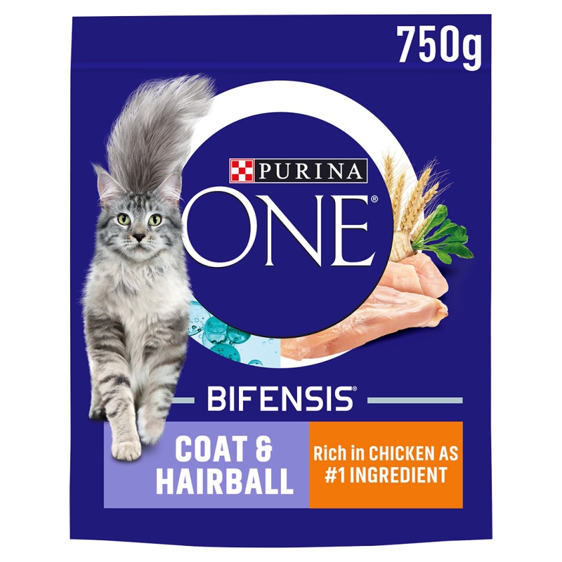 Purina One Coat & Hairball Chicken & Wheat Cat Food - 750g