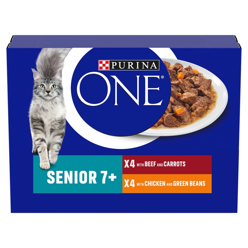 Purina One Senior Cat Food Chicken And Beef Cat Food - 8 x 85g