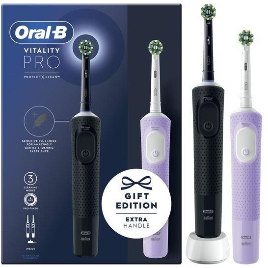 Oral B Vitality Pro Electric Toothbrush - Black & Purple Duo