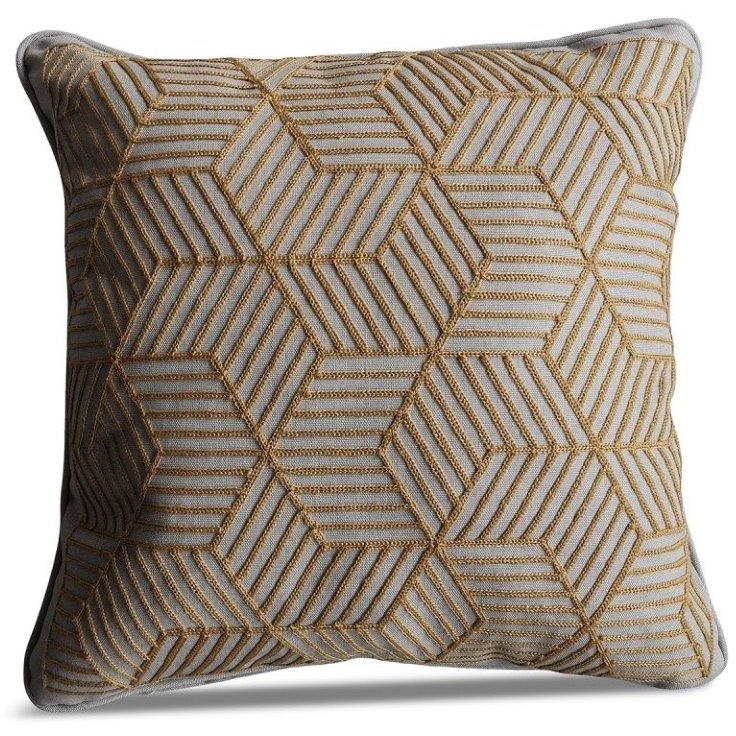 LG Outdoor Gold Striped Cubes 50cm Embroidered Scatter Cushion