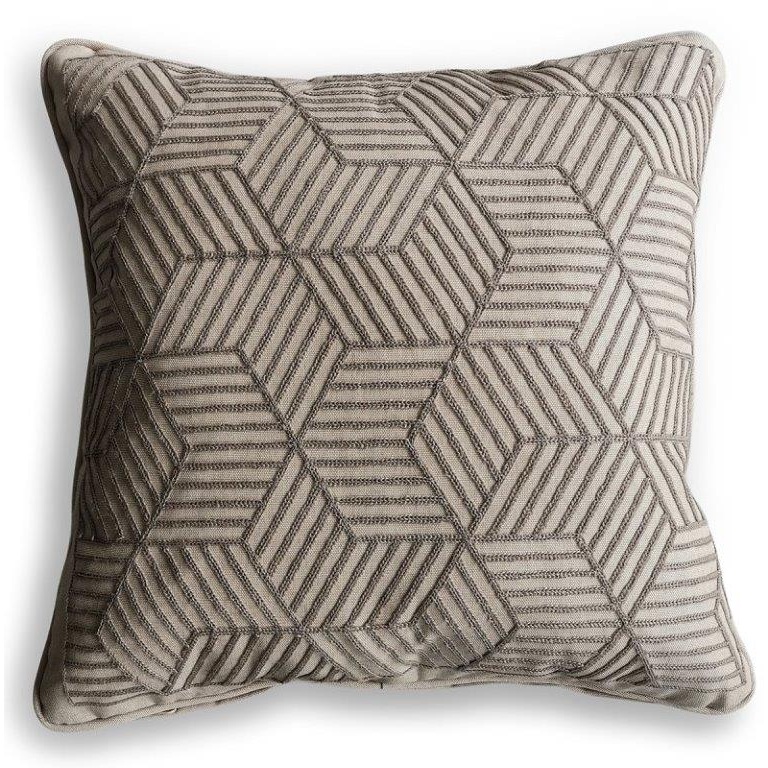 LG Outdoor Grey Striped Cubes 50cm Embroidered Scatter Cushion