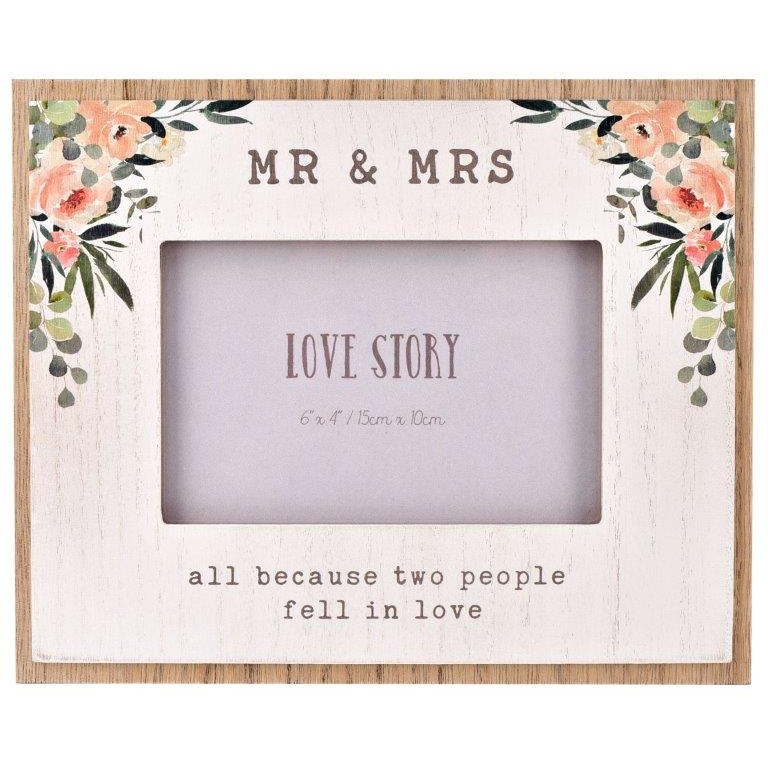 Love Story Wooden Photo Frame - Mr & Mrs - 6 x 4