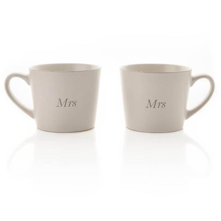 Downtown Amore Set Of 2 White Mugs - Mrs & Mrs