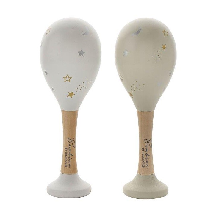 Bambino Set Of Wooden Maracas - White & Grey