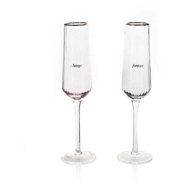 Amore Set of 2 Flute Glasses Always & Forever