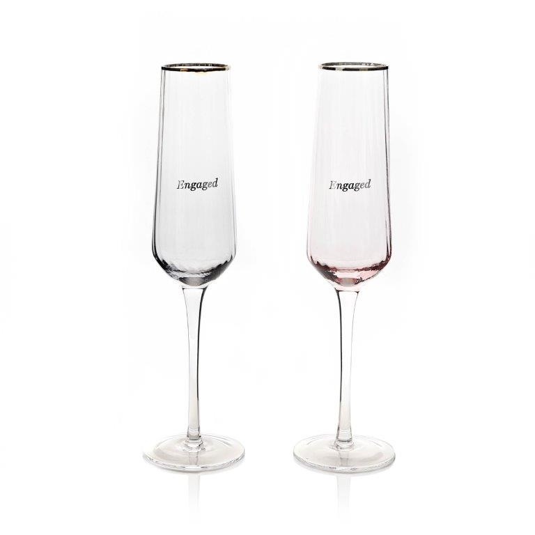 Downtown Amore Set of 2 Flute Glasses Engaged