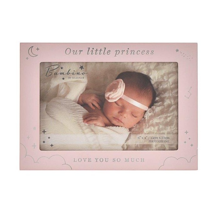 Widdop Women's Pink/Silver Bambino Wooden Frame Little Princess 6X4