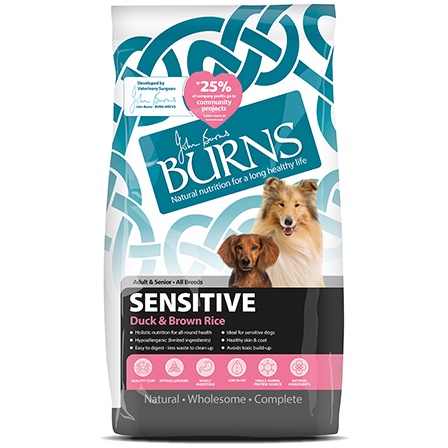Burns Adult Dog Sensitive With Duck & Brown Rice Dry Food - 12kg