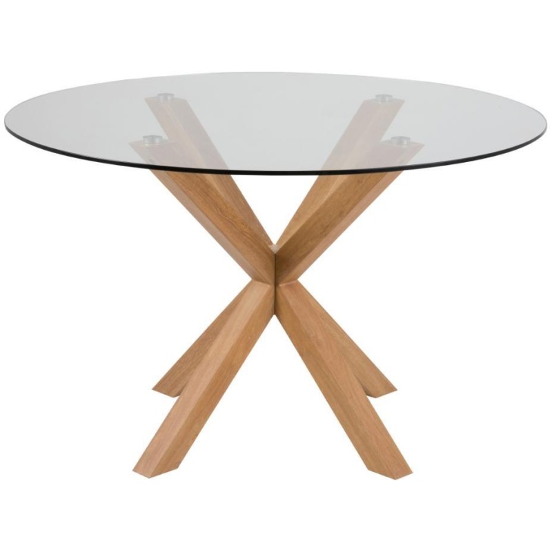 Heaven Dining Table - Glass With Oak Base