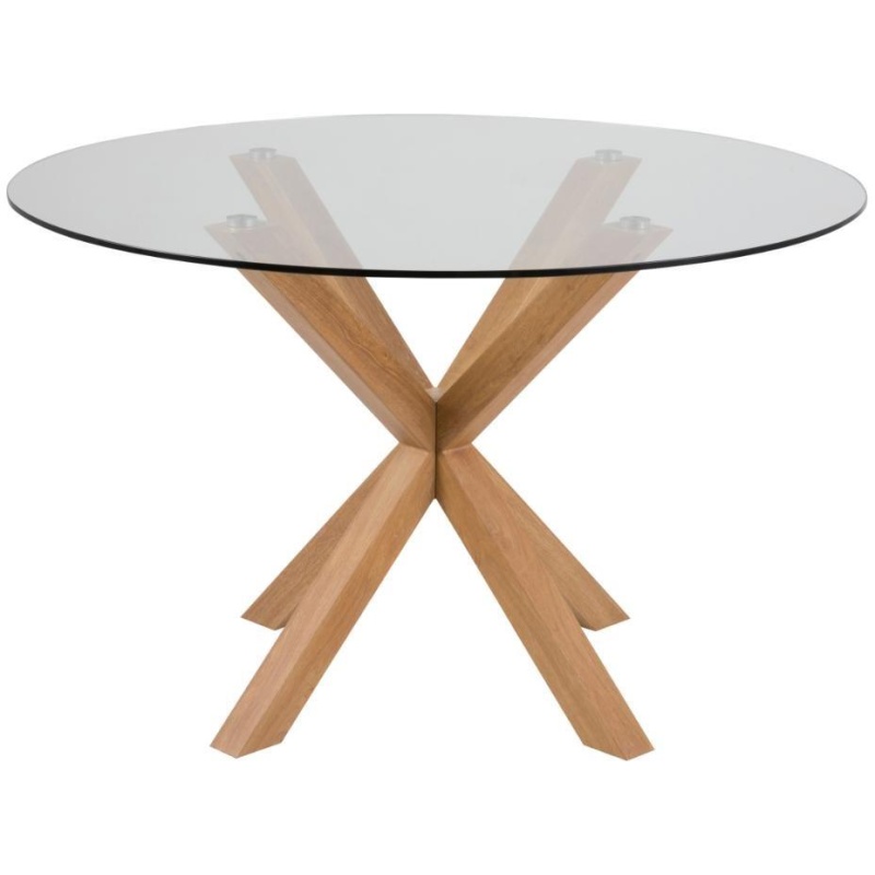 Actona Heaven 120Cm Dining Table - Glass With Oak Base