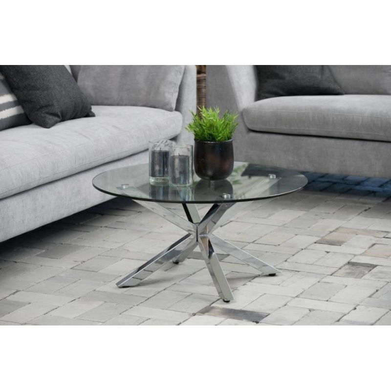 Heaven Coffee Table Glass - With Chrome Base