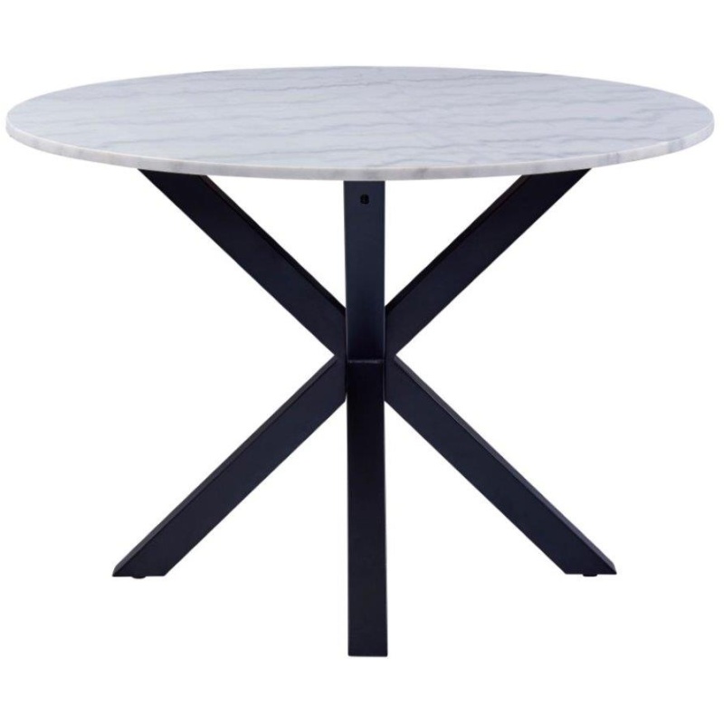 Heaven Dining Table - White Marble With Matt Black Base