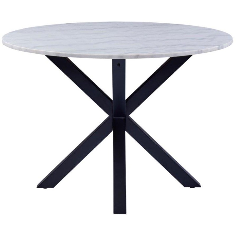 Actona White/Black Heaven 110Cm Dining Table - Marble With Matt Base