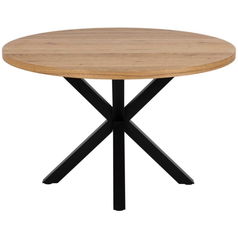Actona Black Heaven 120Cm Round Dining Table - Oak Veneer With Matt Base