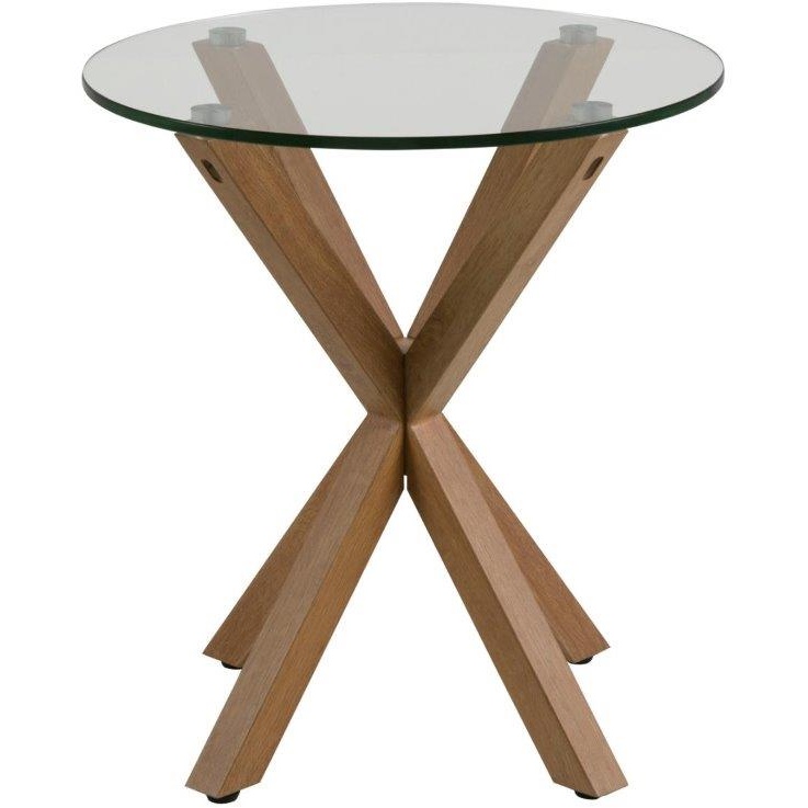 Heaven Side Table - Glass With Oak Base