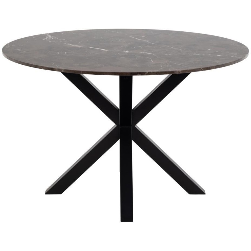 Heaven Dining Table - Brown Marble With Matt Black Base