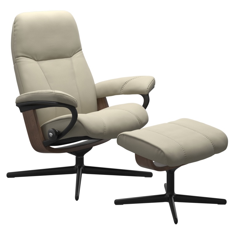 Stressless Consul Chair & Footstool With Cross Base