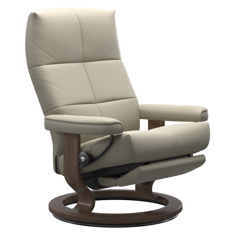 Stressless David Power Recliner Chair and Footstool - Medium - Paloma Leather