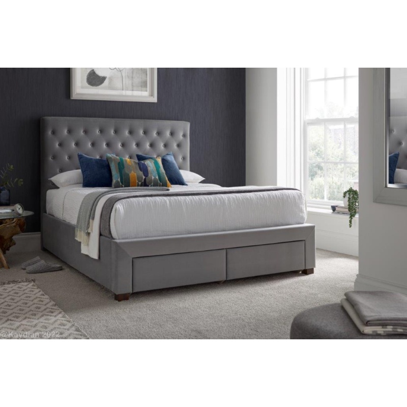 Hadrian Footend Drawer Bed in Roman Grey Fabric