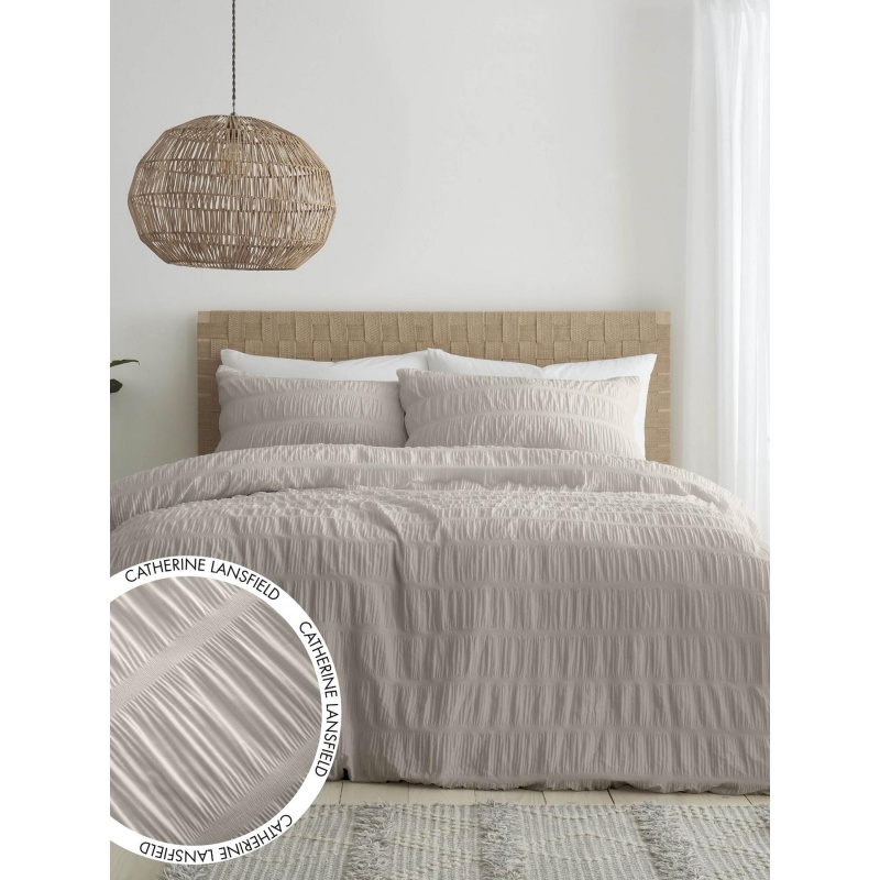 Catherine Lansfield Seersucker Natural Duvet Set