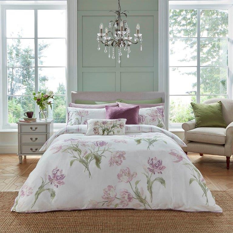 Laura Ashley Gosford Grape White Duvet Cover Set