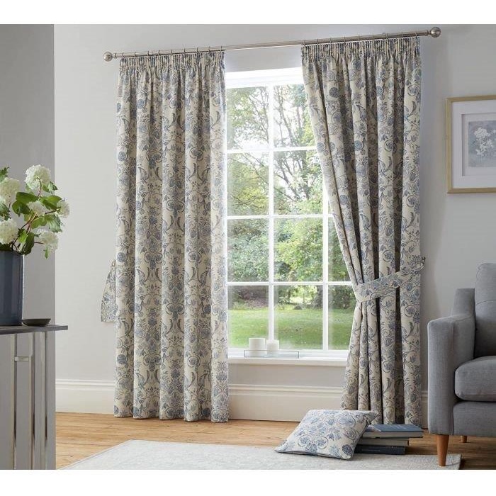 Dreams And Drapes Blue Averie Lined Pencil Pleat Curtains - 66X72
