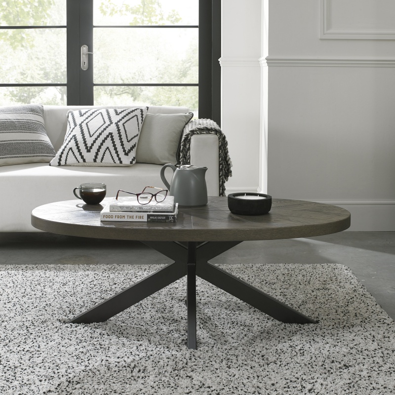 Winnipeg Fumed Oak Oval Coffee Table