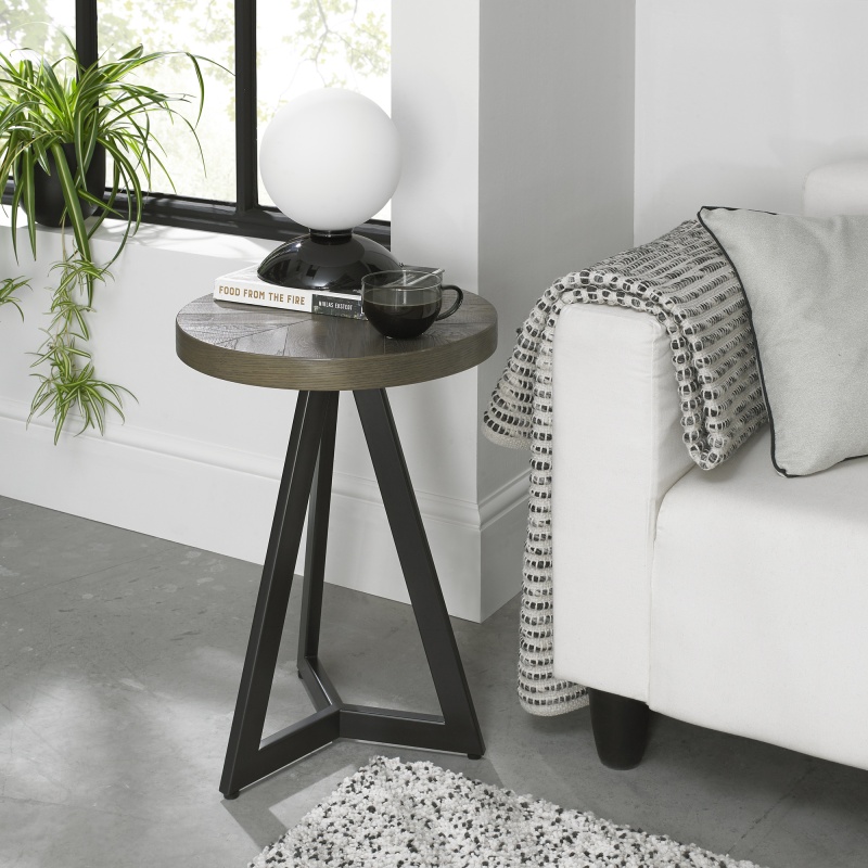 Winnipeg Fumed Oak Round Lamp Table