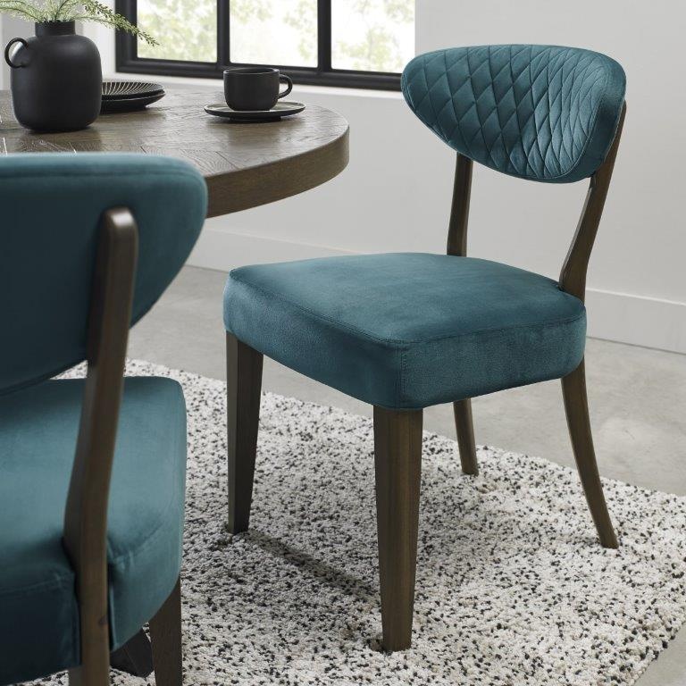 Winnipeg Fumed Oak Upholstered Dining Chair Pair With Gently Flared Backs - Rust Velluto Velvet