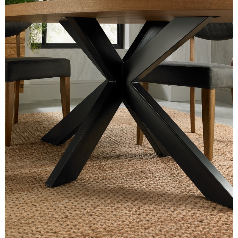 Winnipeg Rustic Oak Circular Dining Table Downtown
