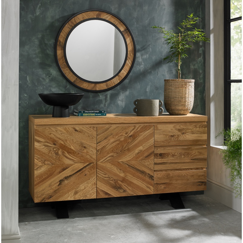 Winnipeg Rustic Oak Wide Sideboard