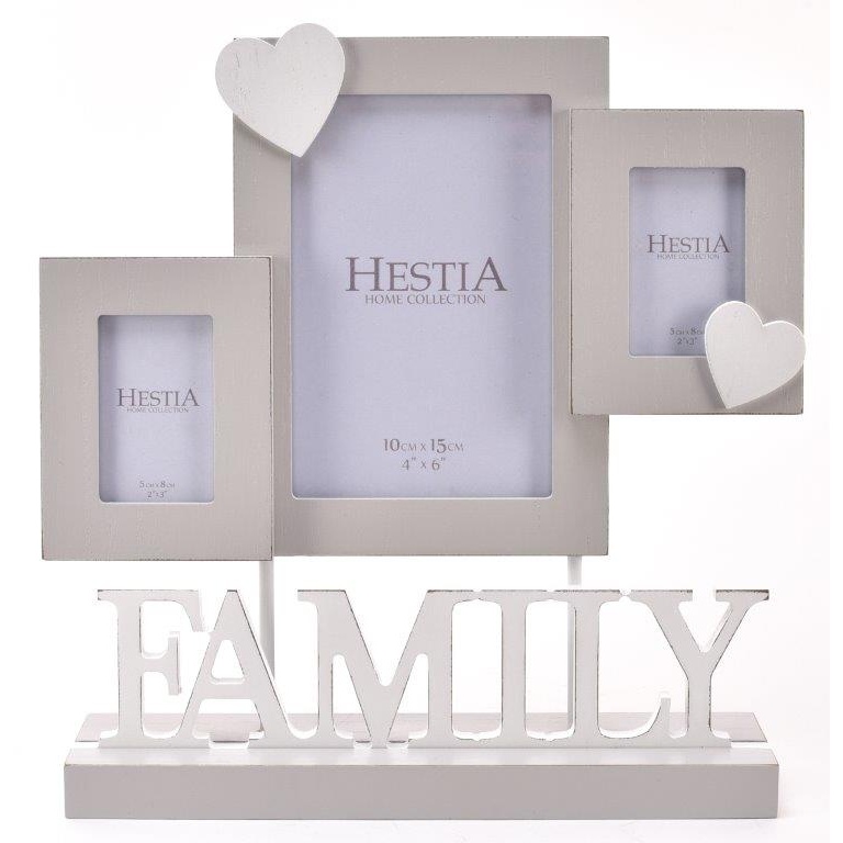 Hestia 3 Aperture 'Family' Heart Photo Frame