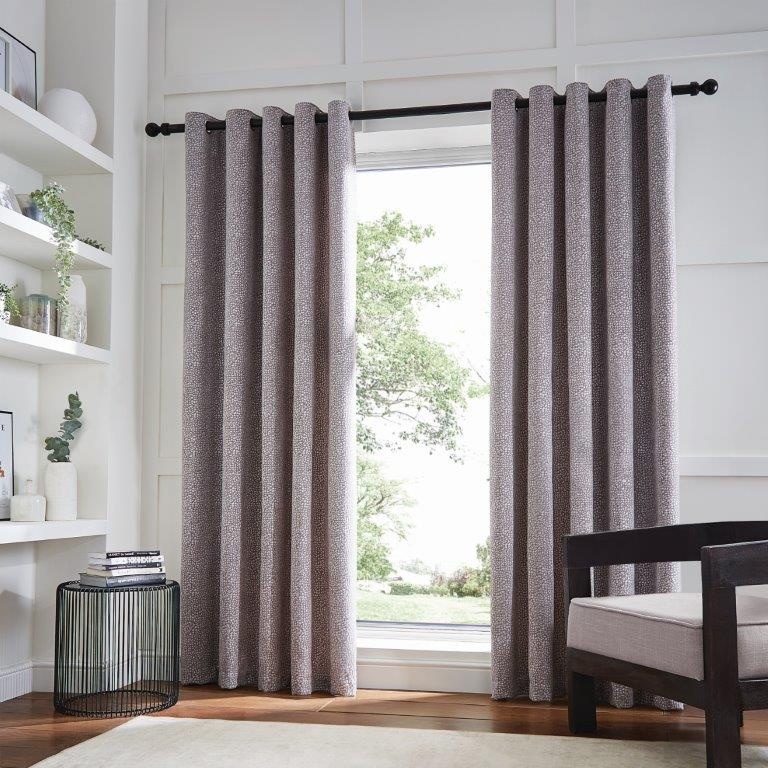 Hyperion Eros Chenille Jacquard Champagne Gold Eyelet Curtains