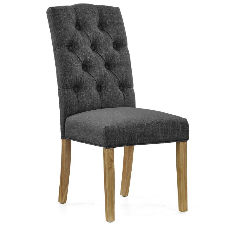 Ascot Charcoal Button Back Upholstered Dining Chair (Pair)