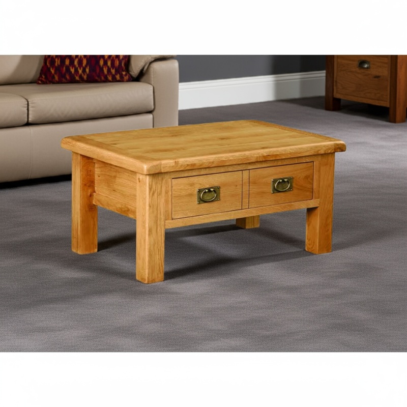 Global Home Ascot Rustic Oak Coffee Table With Drawer
