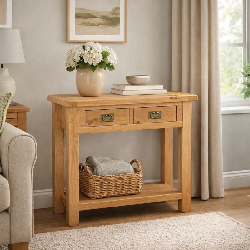 Global Home Ascot Rustic Oak Console Table